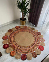 Jute With Chindi Floral Mat – Natural Rugs – Braided Area Rug