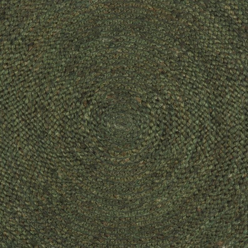 Green Braided Round Jute Rug