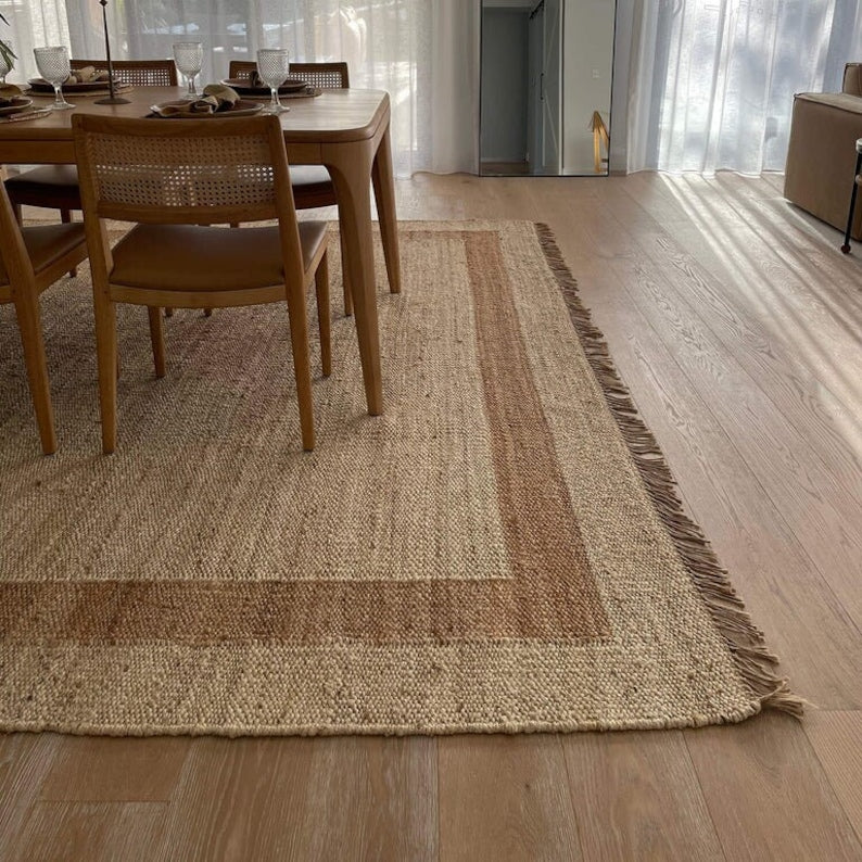 White And Natural Hemp Jute Rugs