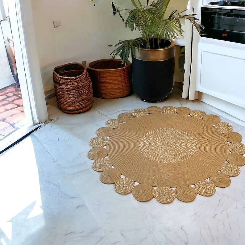 Round Boho Decor Natural Fiber Rugs