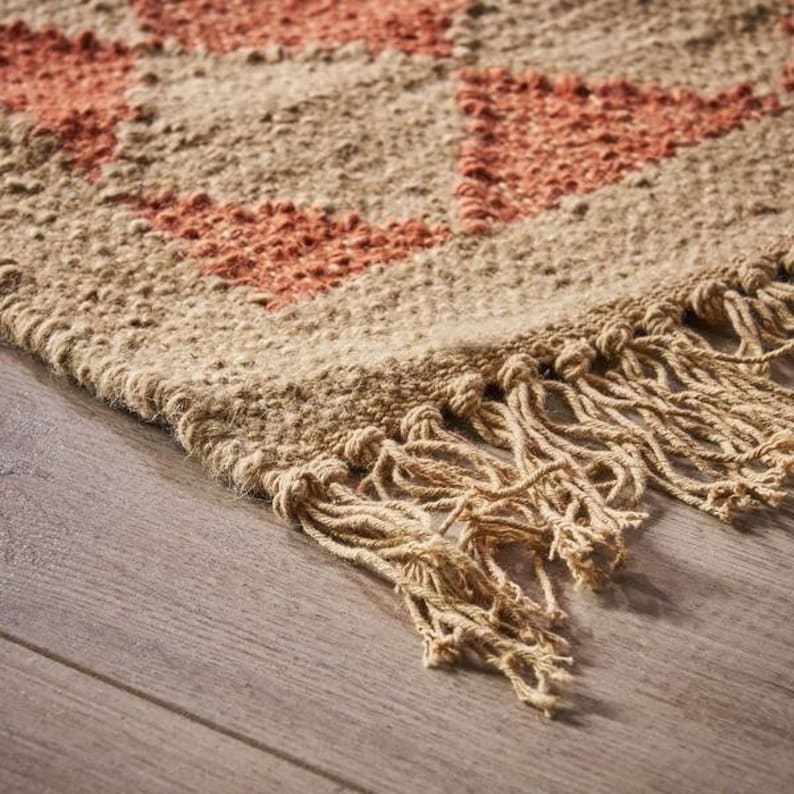 Handmade Wool Jute Kilim Rug