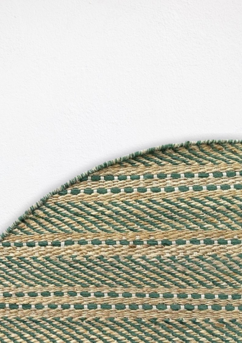 Green Wool And Jute Rug.Rug For Living Room Decor Rug