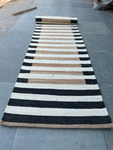 White Striped Hemp Stairs Jute Runner, Entryway Jute Runner