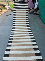 White Striped Hemp Stairs Jute Runner, Entryway Jute Runner