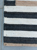 White Striped Hemp Stairs Jute Runner, Entryway Jute Runner