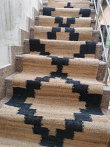 Geometric Patten Jute Runner Black and Begie