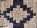 Geometric Patten Jute Runner Black and Begie