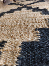 Geometric Patten Jute Runner Black and Begie