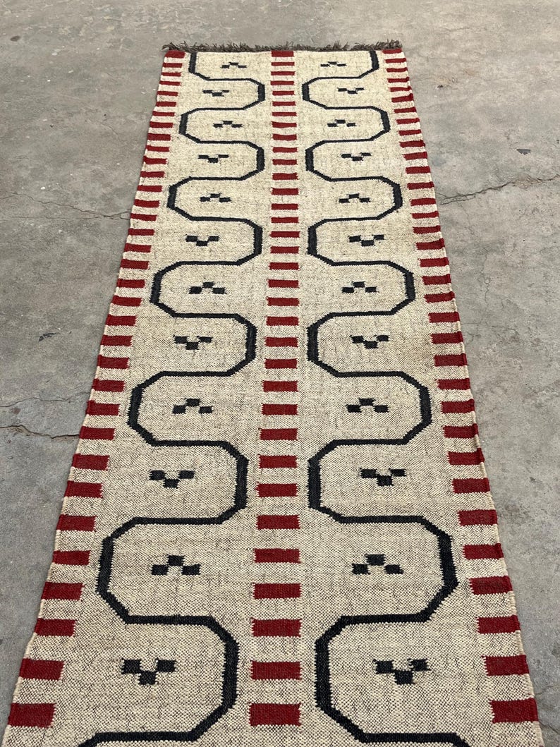 Handwoven Modern Runner Rug, Kilim Runner Rug for Stairs