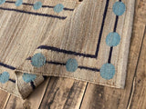 Sky Blue Cercal Natural Beige Black Border Stairs Jute Runners