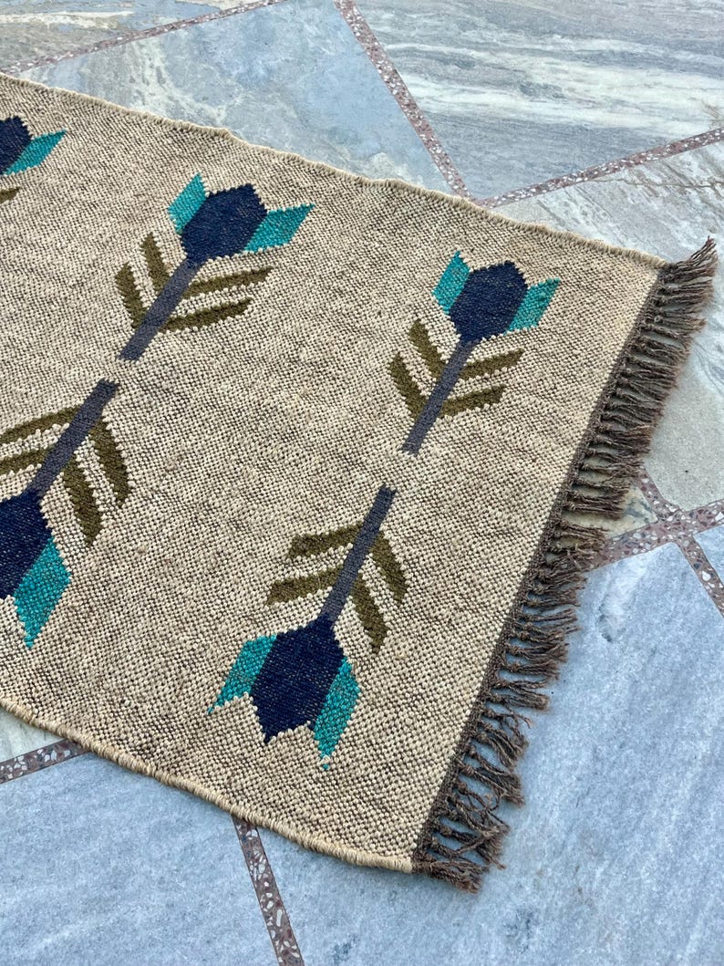 Kilim Runner Rug Entryway,Jute Runner Rug for Stairs