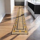 Yellow Dote Stair Jute Runner, handmade jute runner, outdoor runner, hallway runner rug