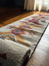 Handwoven Wool And Jute Runner,Bohemian Rug