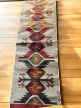 Handwoven Wool And Jute Runner,Bohemian Rug