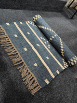 Handwoven Black  Wool And Jute Runner/Handmade Kilim Runner Rug For Stair Decor