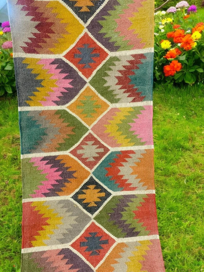 Bohemian Rug,Handmade Kilim Runner Rug For Stair Décor